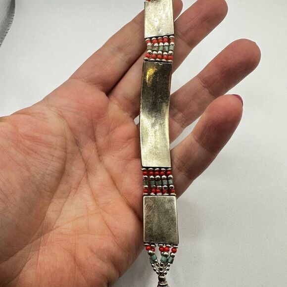 SALE! Amazing southwest style, silver plated and composite stone bracelet! - Picture 9 of 13